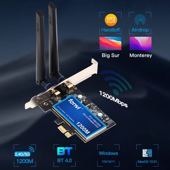 fenvi 1200Mbps PCIe אלחוטית מתאם Wifi 802.11 ac macos ביג סור האקינטוש wifi Bluetooth 4.0 Dual Band Wlan כרטיס עבור שולחן העבודה