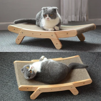 חתול מגרד לוח מסגרת עץ חתול מגרד המיטה Anti-Scratch צעצועים הצבת ספה מגרד לחתולים