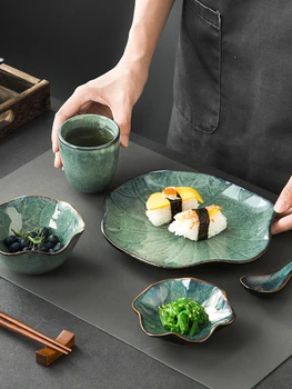 היפני עלה לוטוס הממוקם בציר התנור-שינוי שולחן קערה אחת מסעדות קערה כף כוס