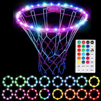 הוביל לכדורסל אורות שליטה מרחוק כדורסל רים אור LED 16 צבעים עמיד למים עבור לילה אימון משחק בחוץ