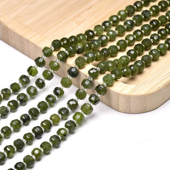 התכשיטים DIY טבעי ירוק הקנדי נפריט Jades אבן חרוזים פנים ריפוי צמיד שרשרת חרוזים 6*8 מ 