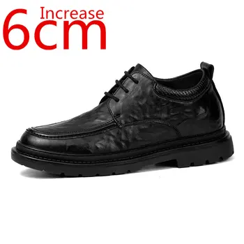 גובה הגדלת גברים נעלי רשמי נעליים בלתי נראה מוגברת 6cm עור אמיתי באיכות גבוהה עסקים ופנאי עור פרה גברים נעליים