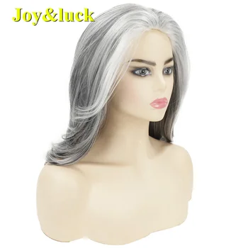 גולת הכותרת אפור ארוך הפאה טבעי סינטטי ישר שכבות אורך נשים יומי או Cosplay להשתמש שיער איכותי