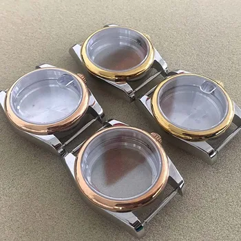 36MM/ 39mm אויסטר-סוג תמידי מקרה זכוכית מינרלים ר טבעת התחתון שקוף/ זכוכית מגדלת על NH35/ NH36 /4R תנועה