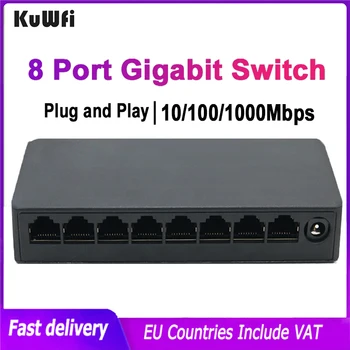 KuWFi 8 נמל 1000Mbps Gigabit מתג רשת RJ45 Lan רכזת אינטרנט ספליטר מתג 100Mbps Fast Ethernet חכם החלפת מתג
